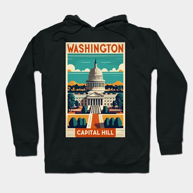 A Vintage Travel Art of Washington DC - US Hoodie by goodoldvintage